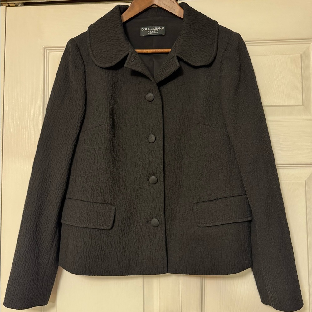 Dolce & Gabbana Womens
Black Long Sleeve Button Front Blazer
Sz EUR 46